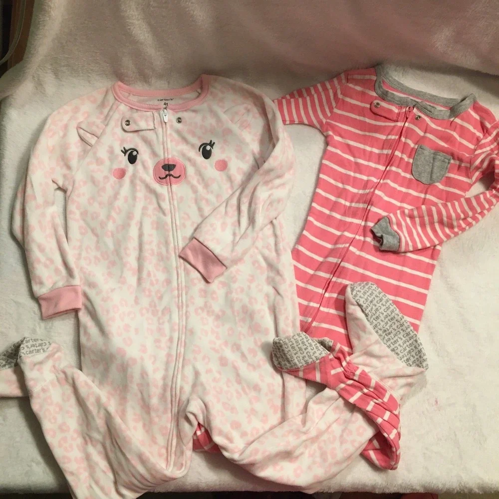 Baby girls footed pajamas bundle fleece cotton‎ 4T carters